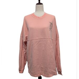 Spirit Jersey Disneyland Coral Pink Gold Letters Long Sleeve Top Size Medium